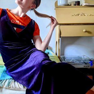 Long Velvet Purple Dress
